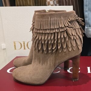 Isola Taupe Suede Fringe Ankle Boots